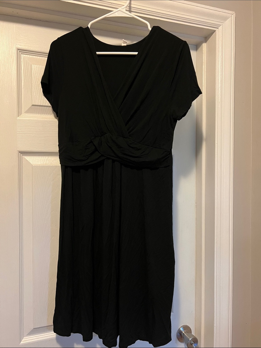 Classic Black Wrap-Front Women's Maternity Dress